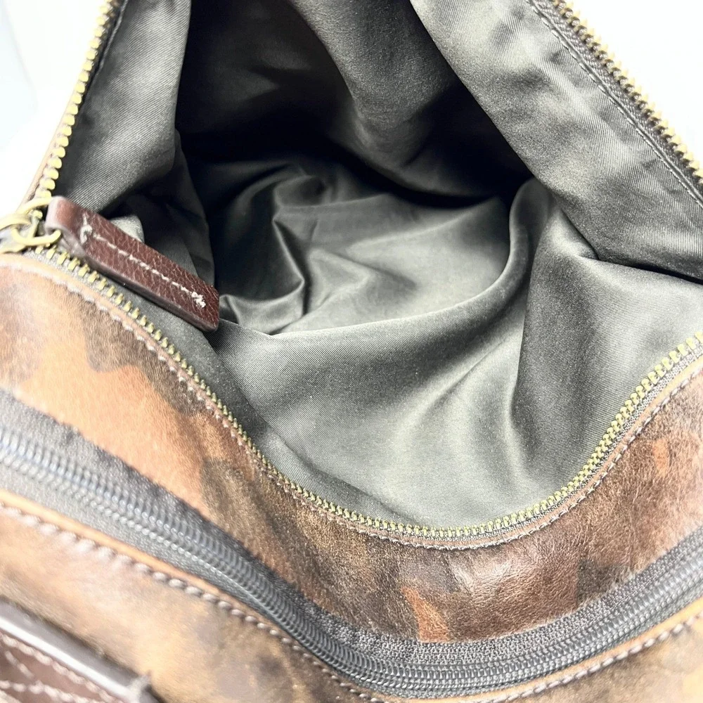 Fossil Buckner Leather Convertible Backpack Camo Brown‎ Bag Office Monogram WDD